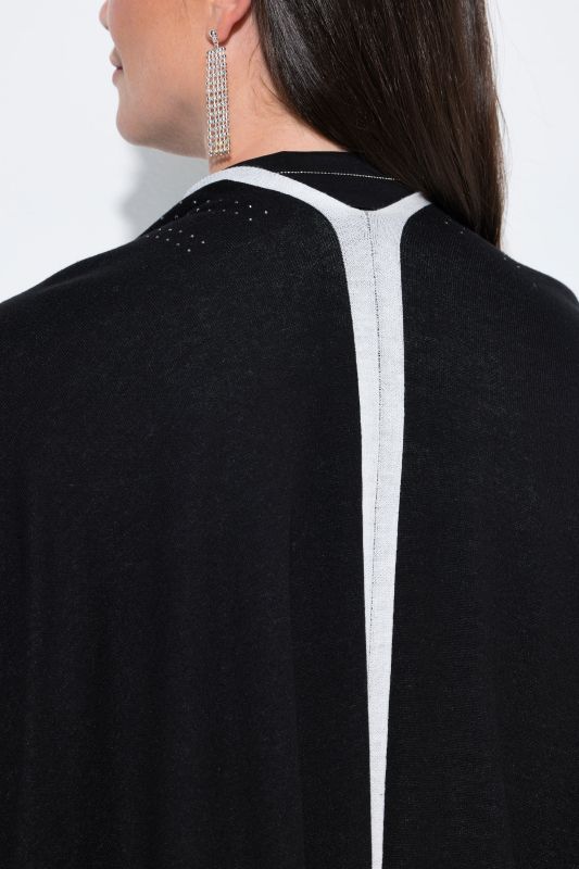 Rhinestoned Open Shape Knit Poncho