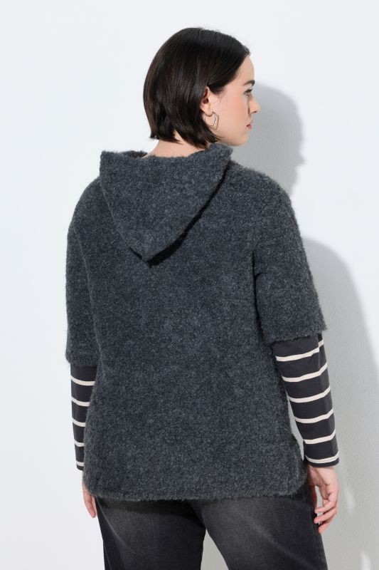 Melange Knit Short Sleeve Hoodie