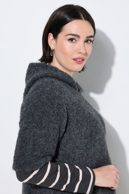 Melange Knit Short Sleeve Hoodie