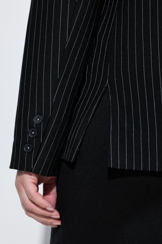 Silver Pinstripe Long Sleeve Stretch Fit Blazer