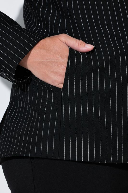 Silver Pinstripe Long Sleeve Stretch Fit Blazer