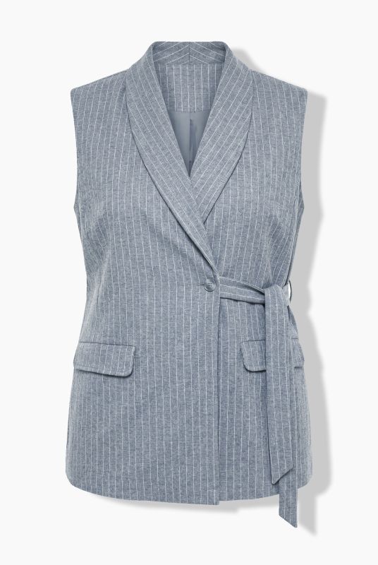 Shawl Collar Stretch Fit Pinstripe Vest