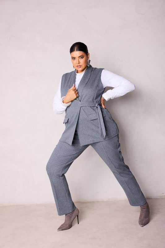 Shawl Collar Stretch Fit Pinstripe Vest