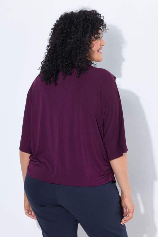 Waterfall Neckline 3/4 Sleeve Jersey Tee