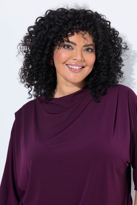 Waterfall Neckline 3/4 Sleeve Jersey Tee