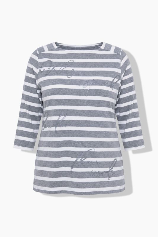 Striped Script Lettering 3/4 Sleeve Tee