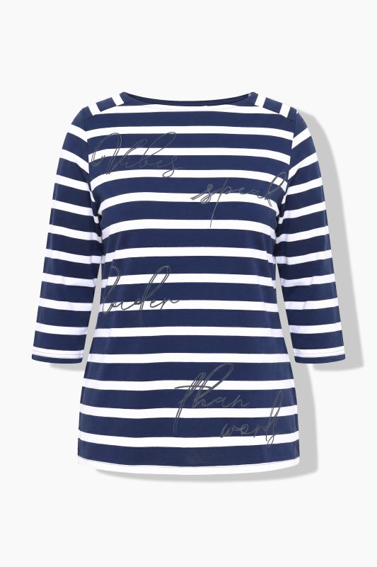 Striped Script Lettering 3/4 Sleeve Tee