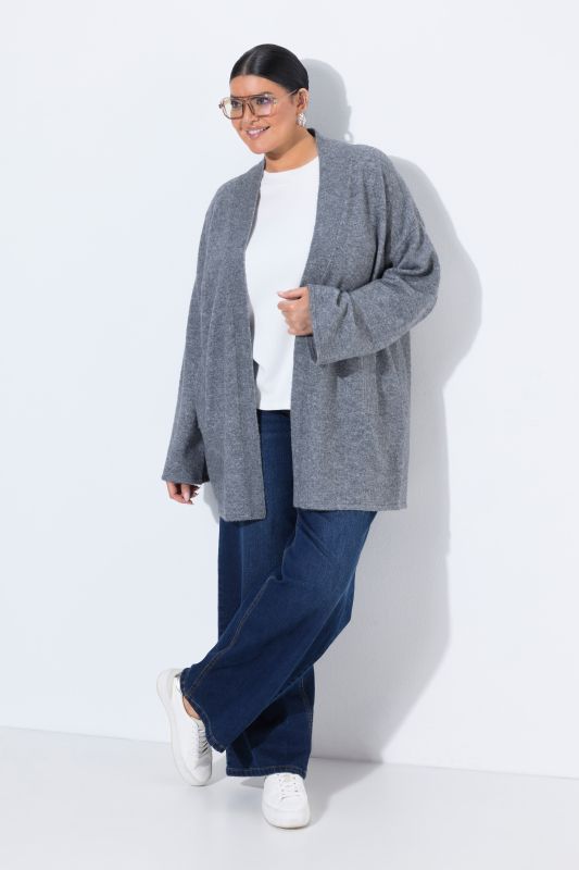 Open Shape Long Sleeve Shawl Collar Cardigan