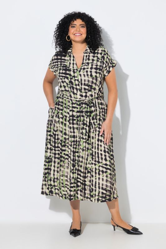 Abstract Print Short Sleeve Maxi Dress