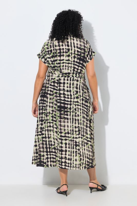 Abstract Print Short Sleeve Maxi Dress