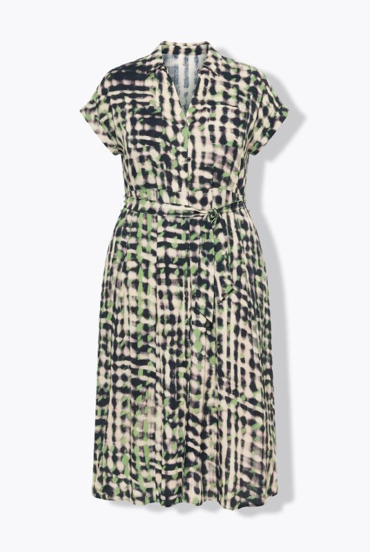 Abstract Print Short Sleeve Maxi Dress