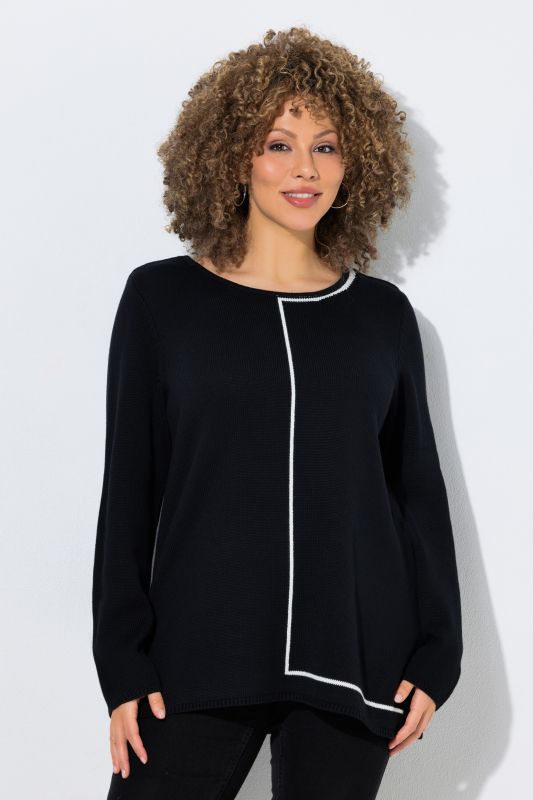 Contrast Line Crew Neck Sweater