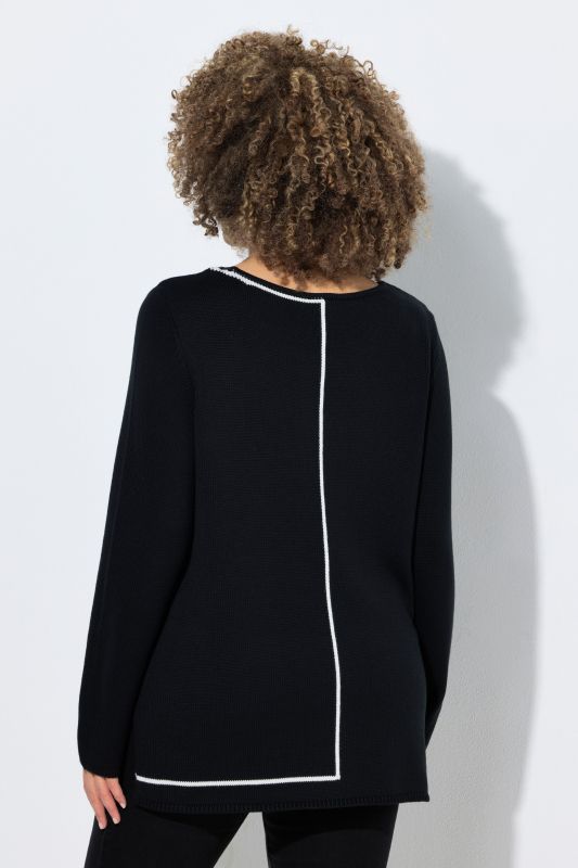 Contrast Line Crew Neck Sweater