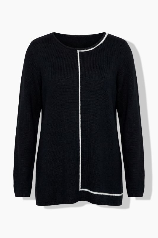 Contrast Line Crew Neck Sweater