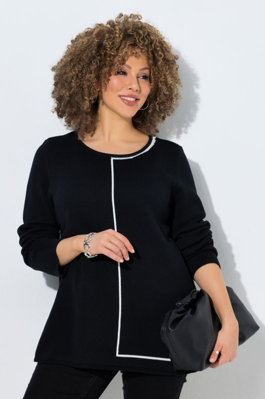 Contrast Line Crew Neck Sweater