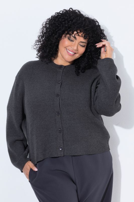 Ribbed Balloon Sleeve Cardigan