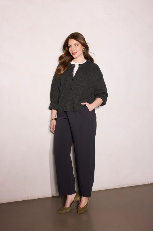 Ribbed Balloon Sleeve Cardigan