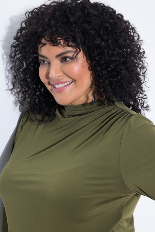 Draped 3/4 Sleeve Turtleneck Tee