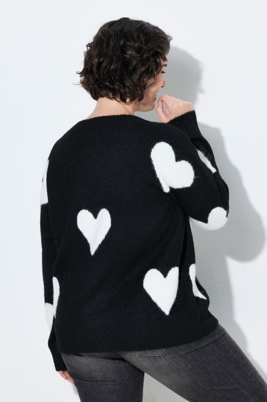Heart Print Oversized Cardigan
