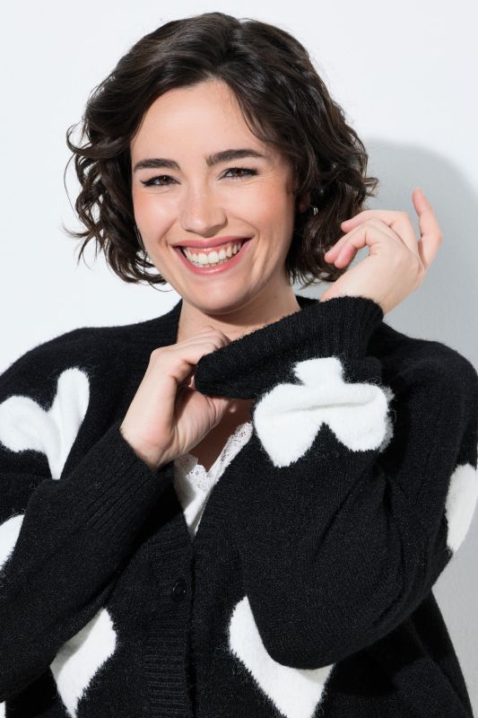 Heart Print Oversized Cardigan