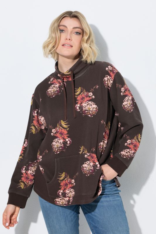 Floral Print Wide Collared Sweatshirt