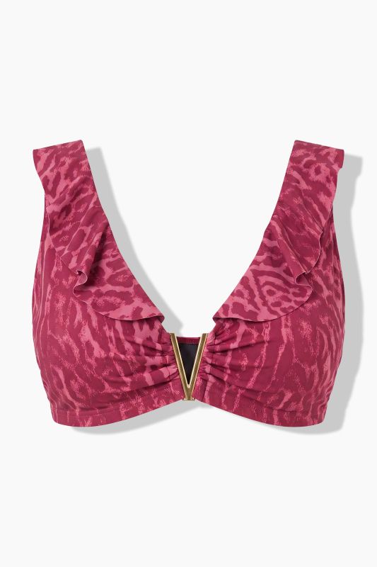 Leopard Print V-Neck Bikini Top