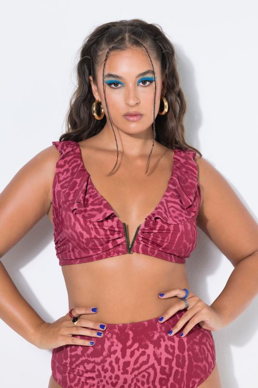 Leopard Print V-Neck Bikini Top