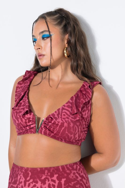 Leopard Print V-Neck Bikini Top