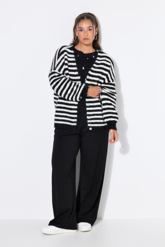 Striped Long Sleeve Dropped Shoulder Cardigan