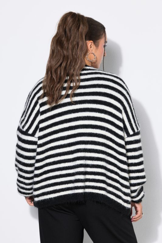 Striped Long Sleeve Dropped Shoulder Cardigan