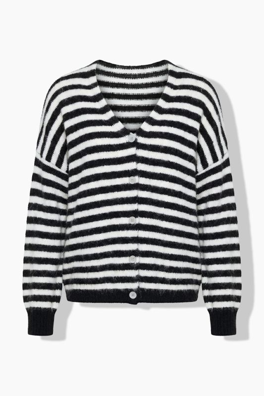 Striped Long Sleeve Dropped Shoulder Cardigan