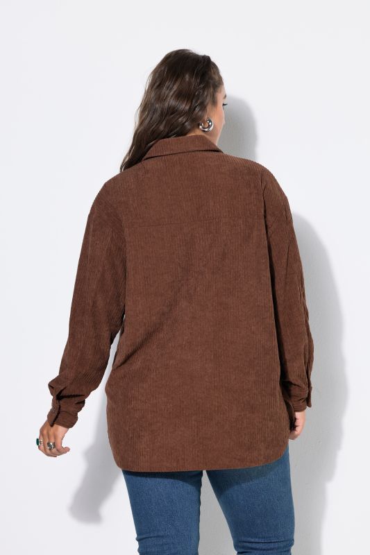 Corduroy Long Sleeve Button-Down Blouse