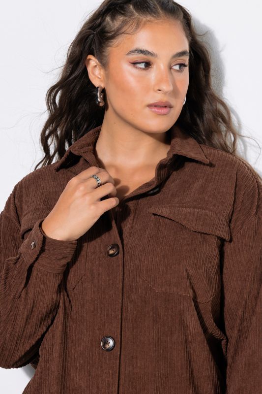 Corduroy Long Sleeve Button-Down Blouse