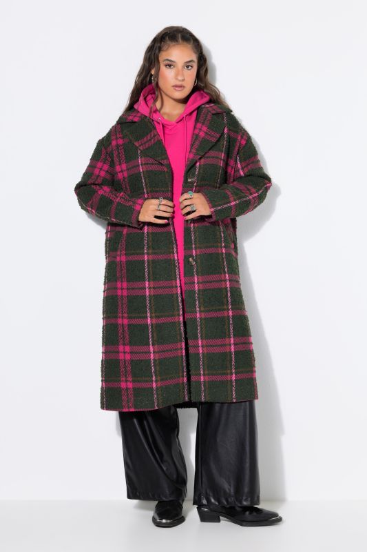 Plaid Plush Longline Oversized Coat