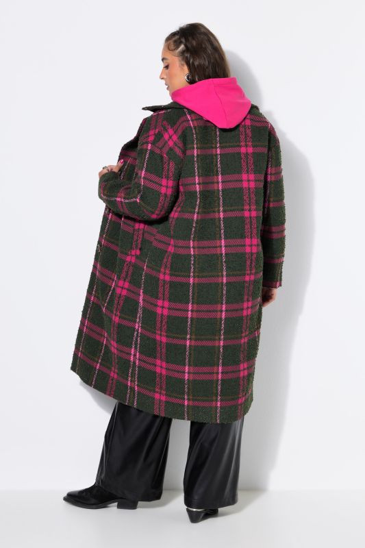 Plaid Plush Longline Oversized Coat