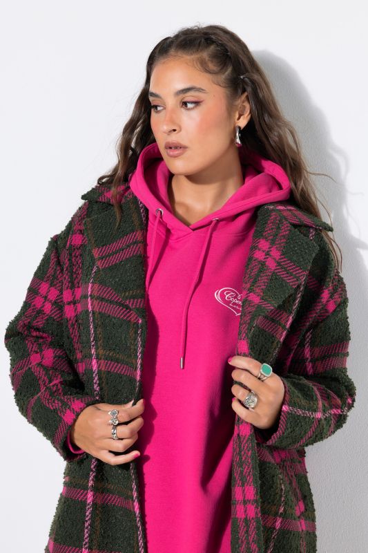 Plaid Plush Longline Oversized Coat