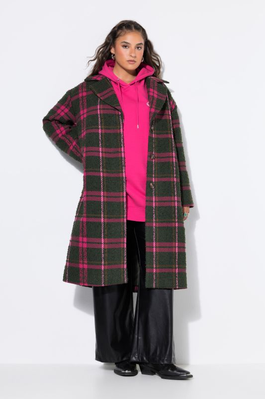 Plaid Plush Longline Oversized Coat