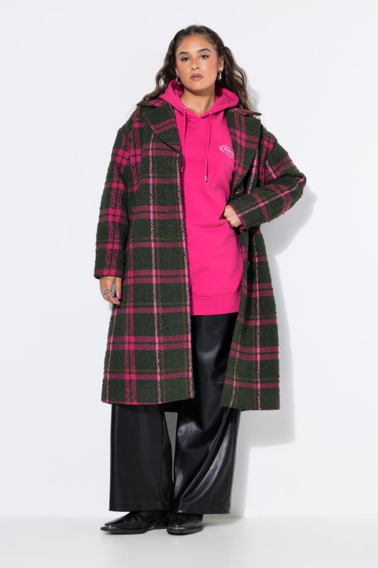 Plaid Plush Longline Oversized Coat