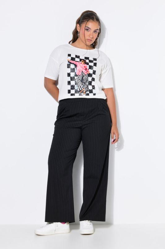 Comfort Waist Wide Leg Pinstripe Pants