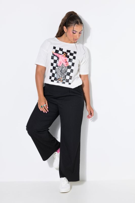 Comfort Waist Wide Leg Pinstripe Pants