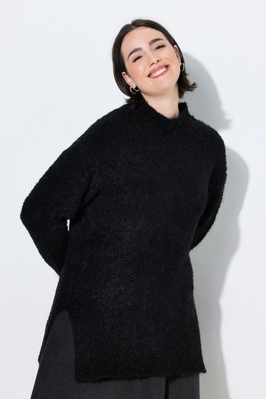 Boucle Knit Long Sleeve Turtleneck Sweater