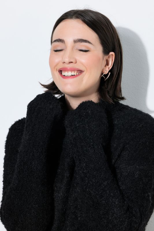 Boucle Knit Long Sleeve Turtleneck Sweater