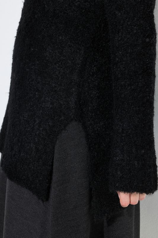 Boucle Knit Long Sleeve Turtleneck Sweater