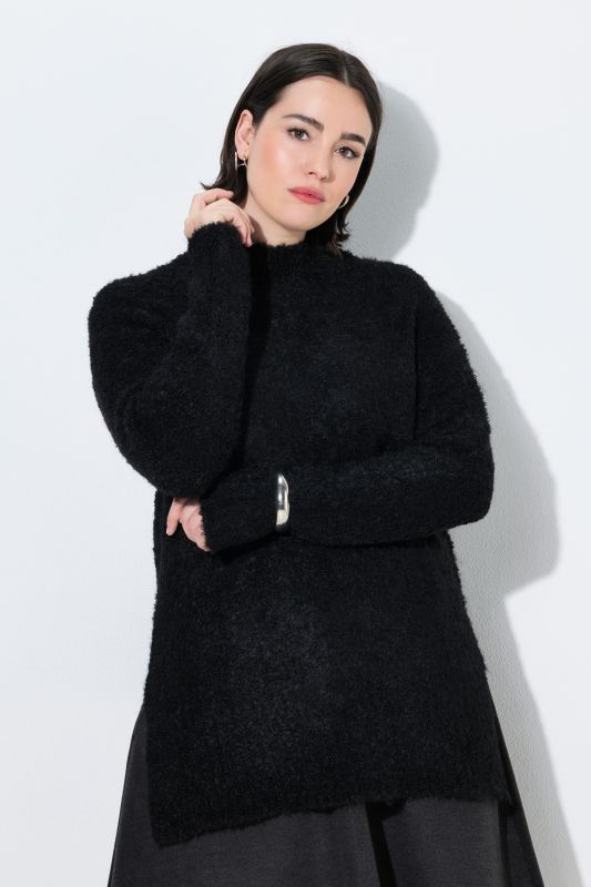 Boucle Knit Long Sleeve Turtleneck Sweater