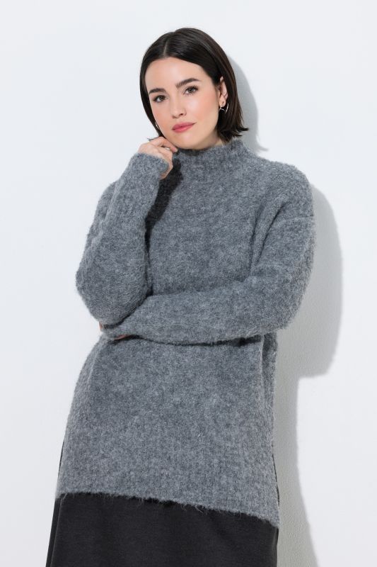 Boucle Knit Long Sleeve Turtleneck Sweater