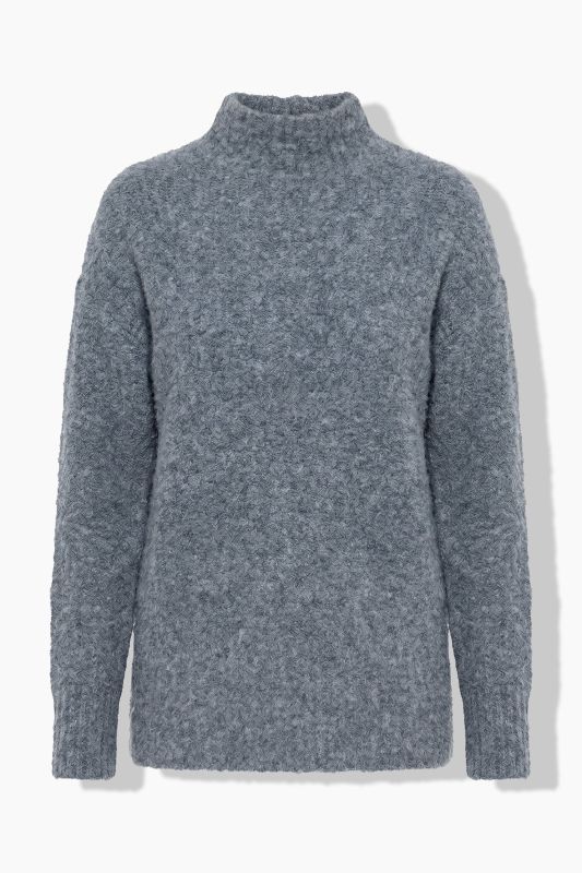 Boucle Knit Long Sleeve Turtleneck Sweater