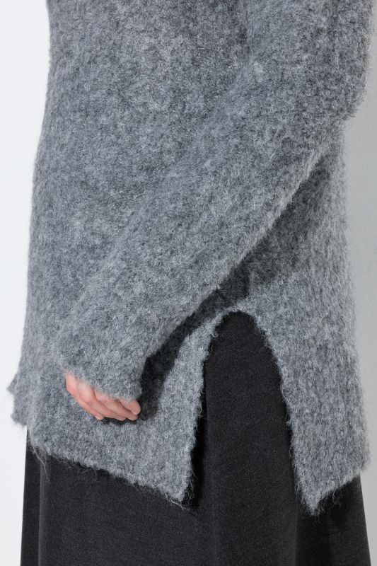 Boucle Knit Long Sleeve Turtleneck Sweater