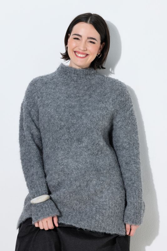 Boucle Knit Long Sleeve Turtleneck Sweater