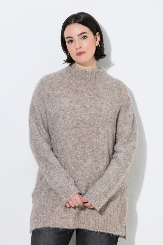 Boucle Knit Long Sleeve Turtleneck Sweater