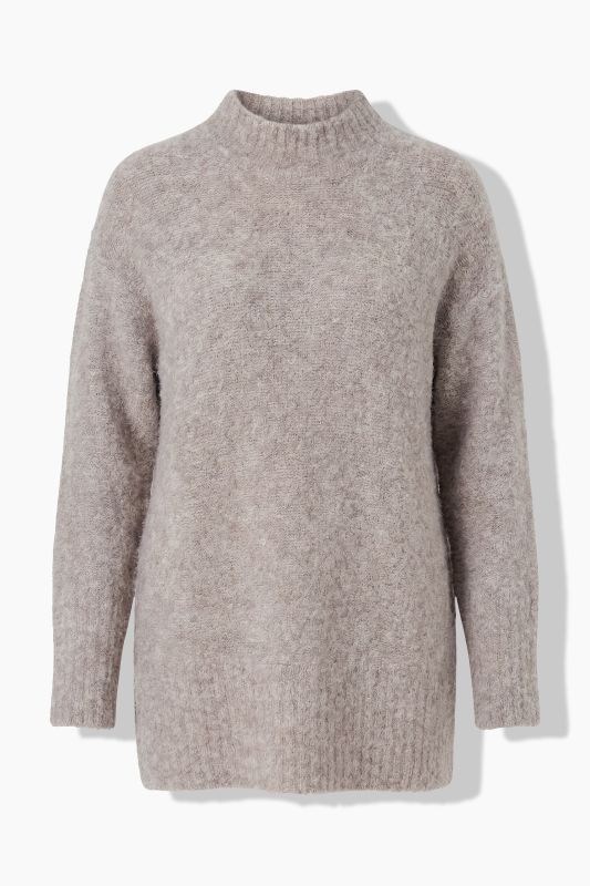 Boucle Knit Long Sleeve Turtleneck Sweater